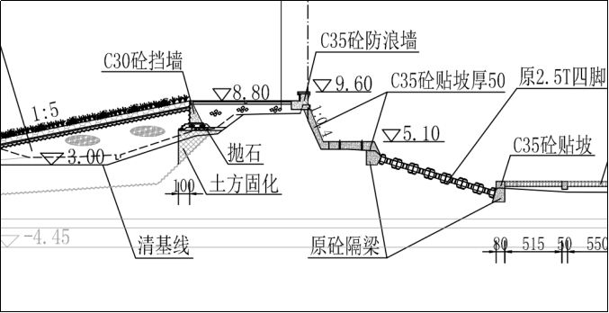 台州市循环经济产业集聚区海塘提升工程设计图（局部，固化土部分）